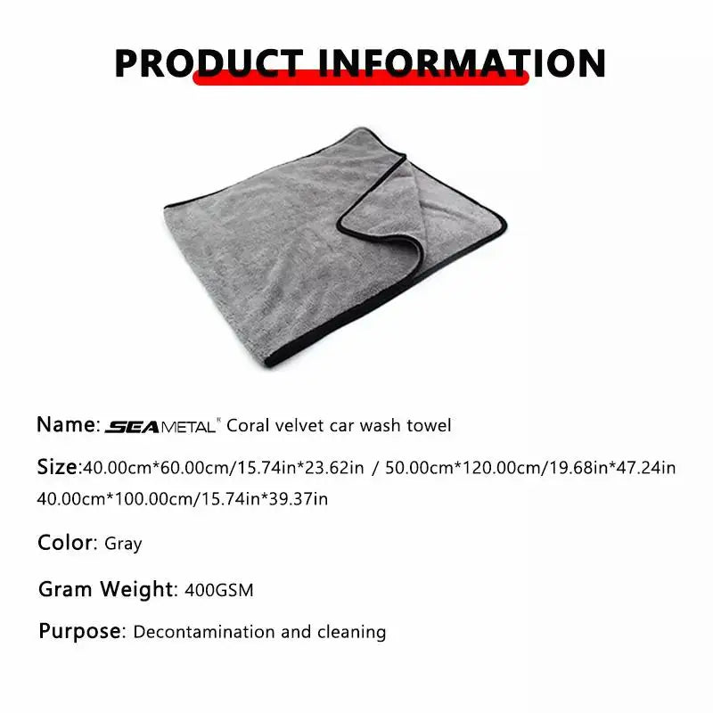 SEAMETAL – Toalla de microfibra multi-tamaño para coche, paño de limpieza ultrasuave mejorado para secado automático, toallas súper absorbentes sin arañazos