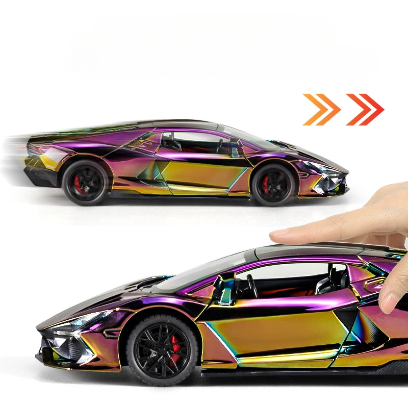 Simulation 1:24 Lamborghini Revuelto Super Car Model with Sound and Lights, Kids Boys Birthday Gift, Miniature Car Home Decor