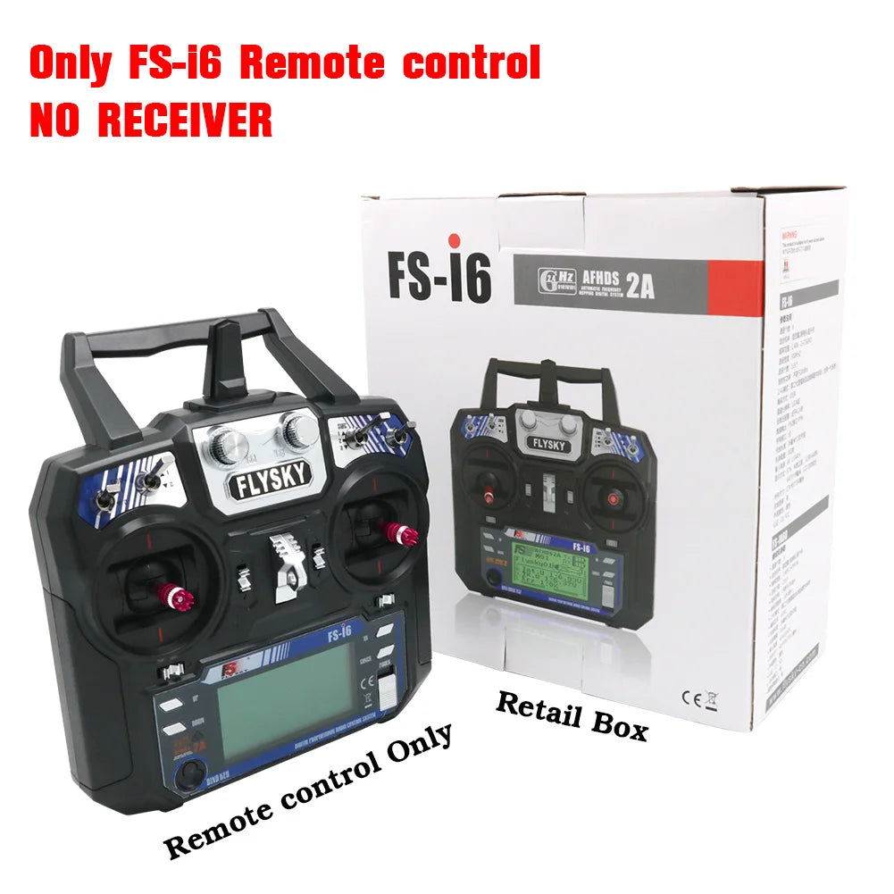 FLYSKY FS-i6 I6 2.4G 6CH Transmitter Radio Remote Control with iA6 iA6B X6B A8S R6B iA10B FS2A Receiver for RC Drone Airplane