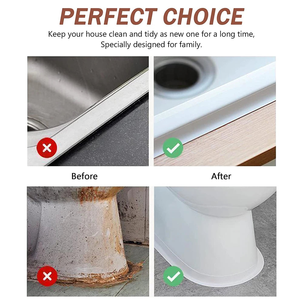 Cinta de sellado de PVC autoadhesiva para bañera, 3.2M, resistente al aceite, adhesivo de pared para esquina de borde de fregadero de cocina, tira de sellado impermeable para inodoro