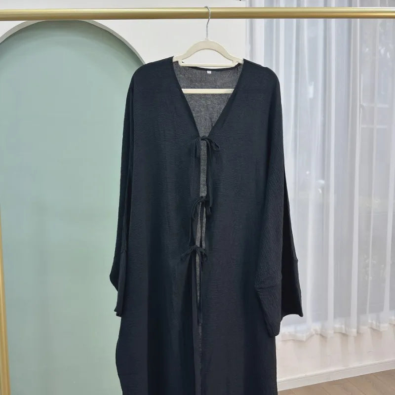 Robe Abaya Ouverte de Luxe pour Femme Musulmane, Cardigan Noir Modeste pour le Ramadan, Arabie Saoudite, Eid Dubaï, Robe de Soirée Islamique, Turquie, Vacances