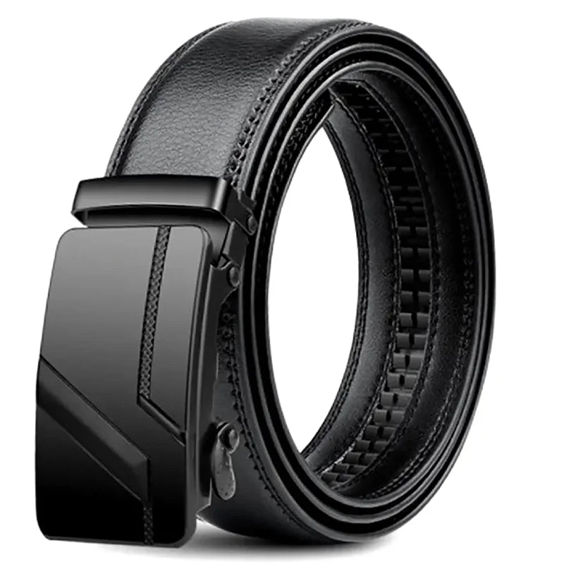 Cinturón mojado automático para hombre, cinturón de lujo negro, alta calidad, 110cm, 120cm, 130cm