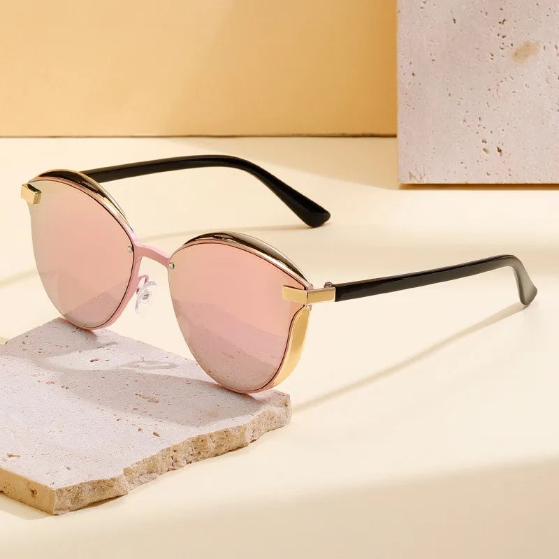 Gafas de sol polarizadas de lujo para mujer, redondas, para mujer, lentes de sol para mujer