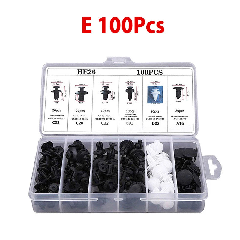 Kit de fixation de panneau de garniture de porte de pare-chocs de voiture, clip de fixation automatique mixte, poussoir de carrosserie, retenue, goupille, rivet, clips de voiture, emballage de boîte ou de sac