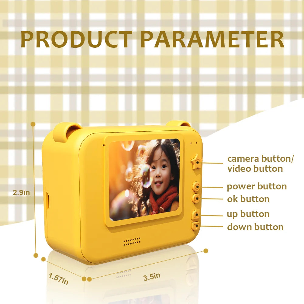 Cámara digital para niños, cámara instantánea para niños, grabadora de video HD 1080P, miniimpresora térmica para niños pequeños, regalos de cumpleaños