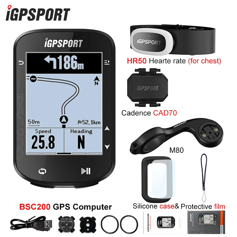 IGPSPORT BSC200 GPS Cycle Bike Computer Wireless Digital Bicycle Speedometer ANT+ Route Navigation Stopwatch Cycling Odometer