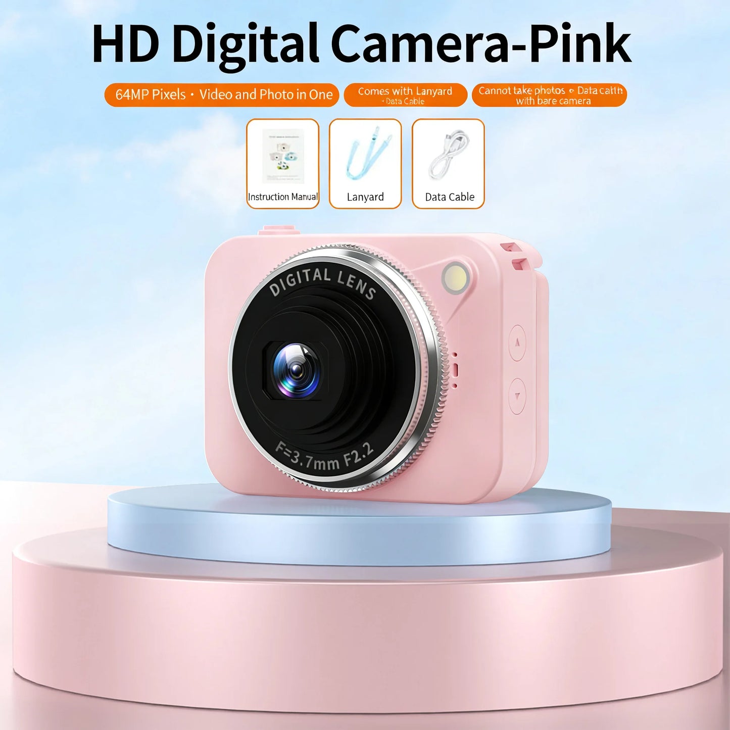 Lenovo 4K HD 180° Pixel Camera Compact Handheld CCD Video Camera for Vlogging, Ideal for Students, Perfect for Selfies, An Ideal Gift