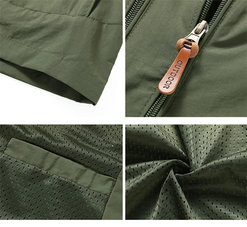 Vestes coupe-vent imperméables pour hommes et femmes, veste tactique décontractée pour randonnée, multi-poches, à capuche, pour la pêche