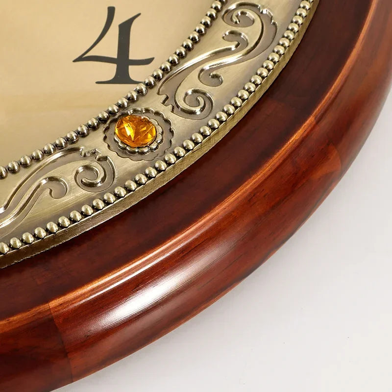 Horloge murale en bois et métal rétro — style nordique américain, or, silencieuse, chambre, salon, cadeau