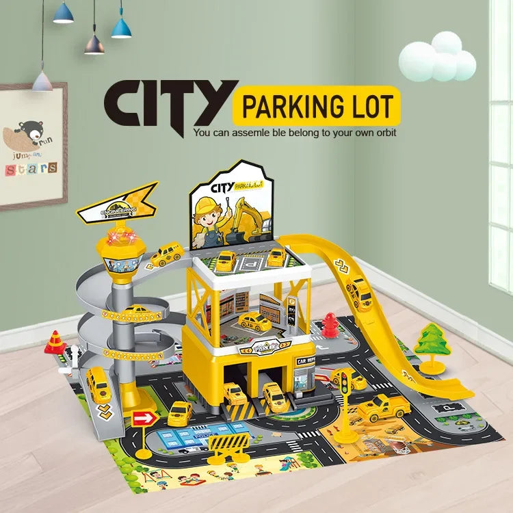 Railway Cars DIY Parking Assembled Track Inertia Car Engineering Vehicle Track Car for Kids Boys Children Birthday Gifts