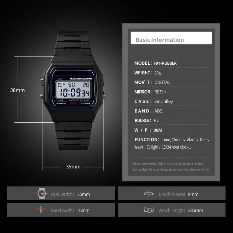 Montre Militaire Analogique Numérique LED — Étanche Alarme Enfants Femmes