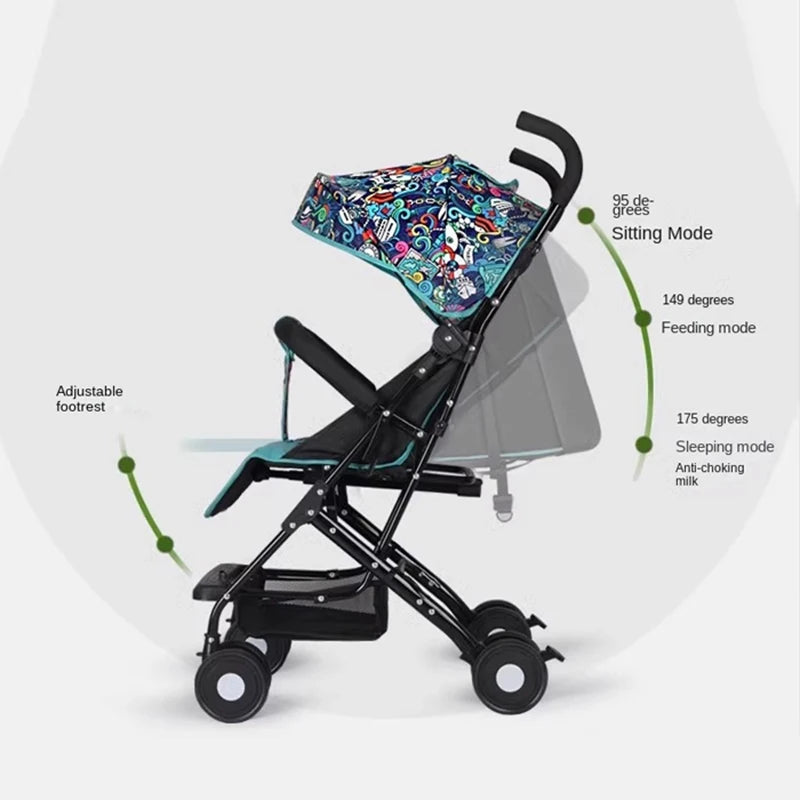 Buggy Bébé Pliable Léger Parapluie — Assis ou Allongé 0 à 3 Ans Poussette