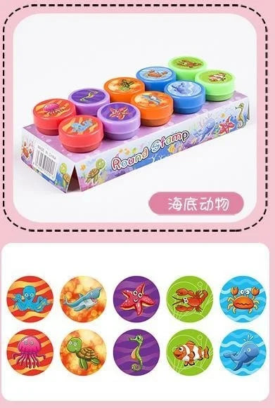 Assortiment de timbres auto-encreurs pour enfants, 10 pièces, tampons de jouets pour enfants, sceau de visage Smiley, Scrapbooking, peinture à la main, décor d'album Photo