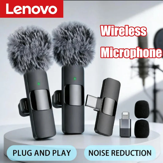 Micrófono Lavalier Inalámbrico Portátil Lenovo Mini para Transmisiones en Vivo, Videojuegos, Grabación de Audio y Video, iPhone, Android