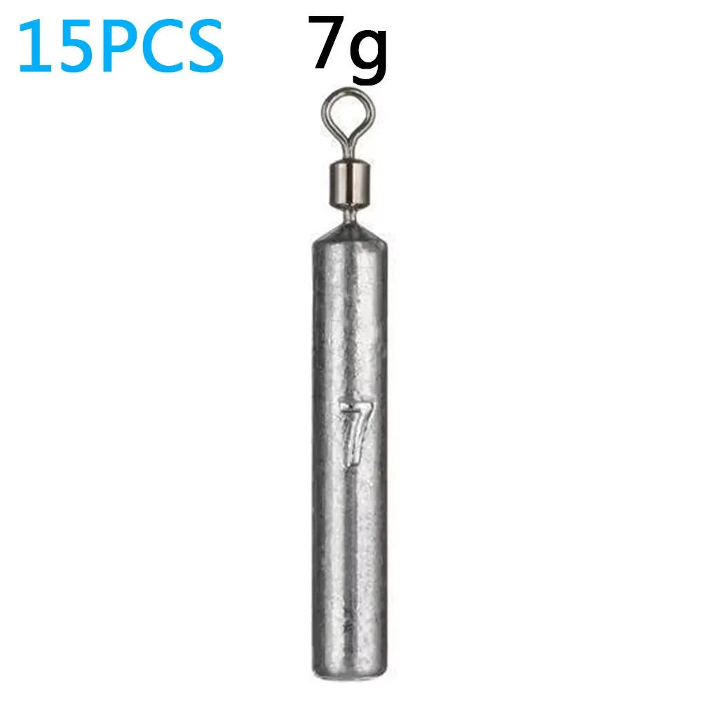 Le poids de pêche 15pcs/lot plombs 7 moules 3.5g 5g 10g tube 20g 14g 子弹铅 pendentif en métal verticale pince outil Sast Pesca kit de pêche en mer