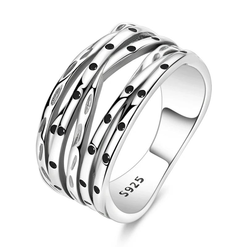 925 Sterling Silver Rings, Intertwined Line, Zircon Geometric Coiled Rings, Romantic Engagement, Wedding, Valentine's Day, Fine Jewelry, Gift