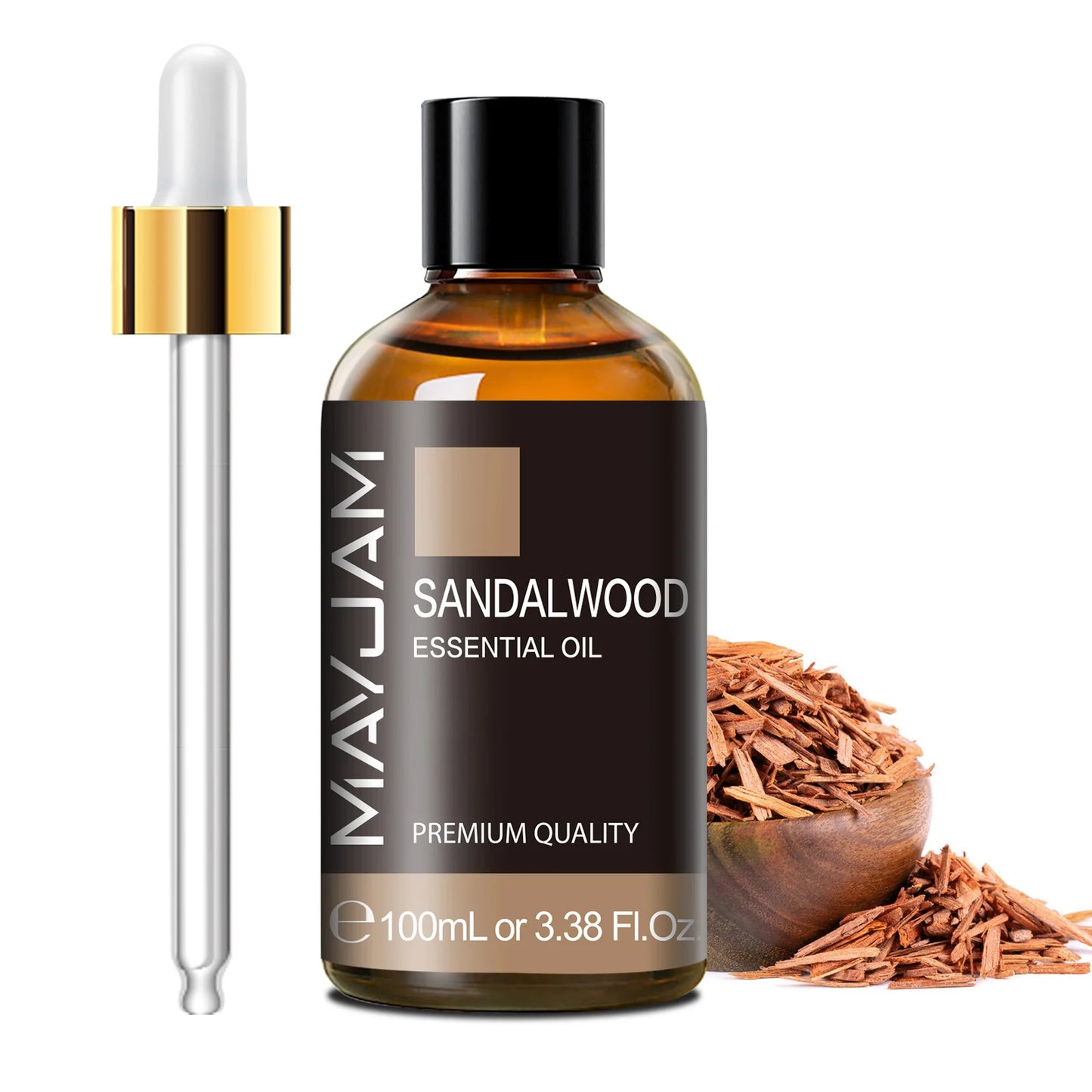 MAYJAM - Aceite Esencial con Cuentagotas, Sándalo, Lavanda, Eucalipto, Vainilla, Aceite Aromático para Humidificador, Quemador de Velas, 100ml