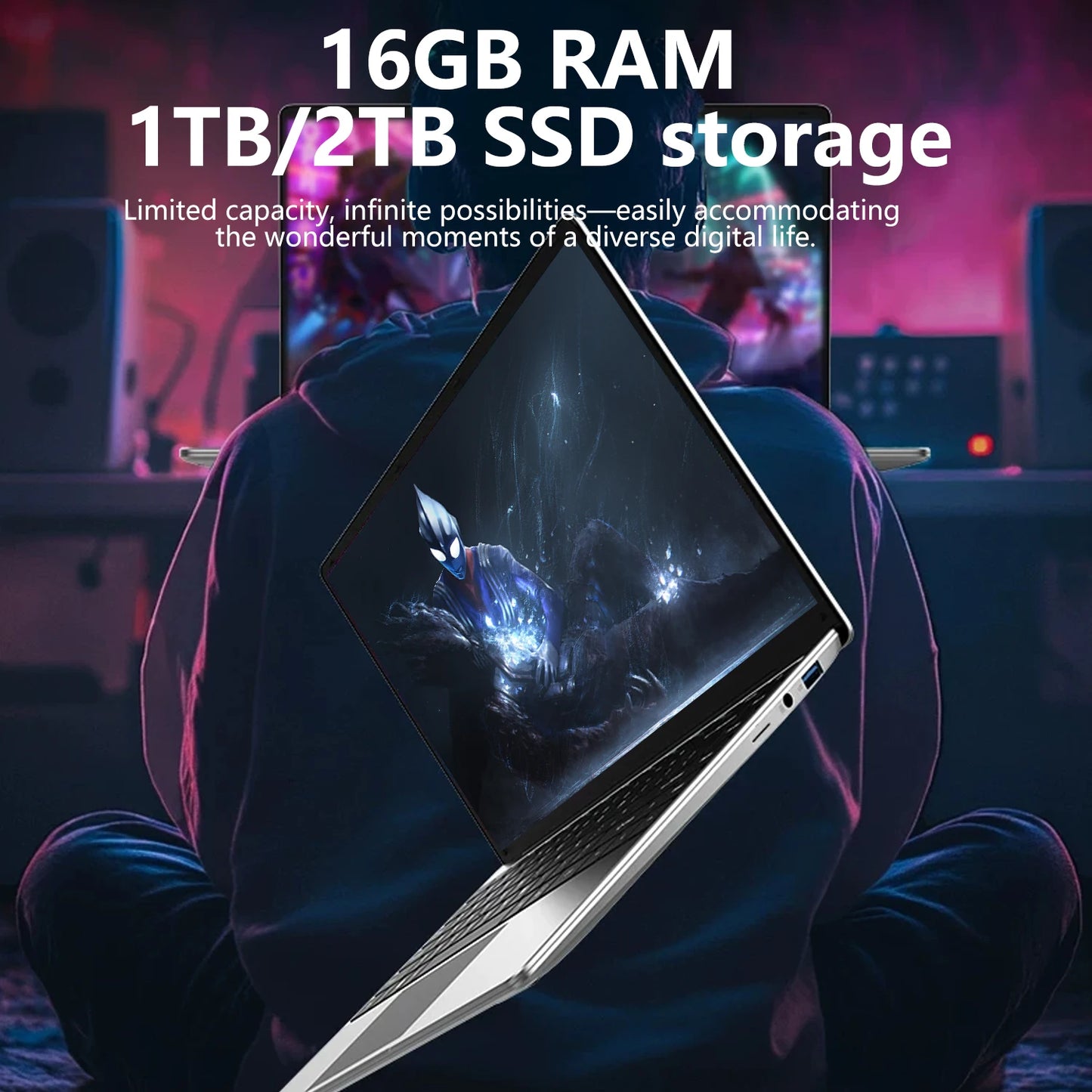 Ordinateur portable NAIWO 2026 14,1 pouces ultra-fin Windows 11 16 Go 2 To SSD PC Gamer Intel 4405U Écran 1920*1080 pour le bureau et les études