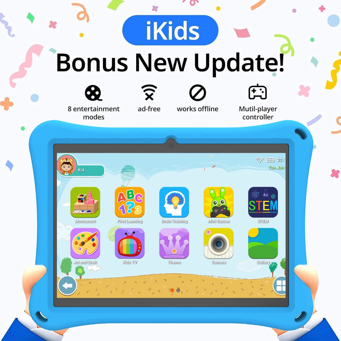 Octa Core 10GB 128GB pour apprendre 10 pouces Android avec emplacement pour carte 4G Tablette éducative tablette pour enfants