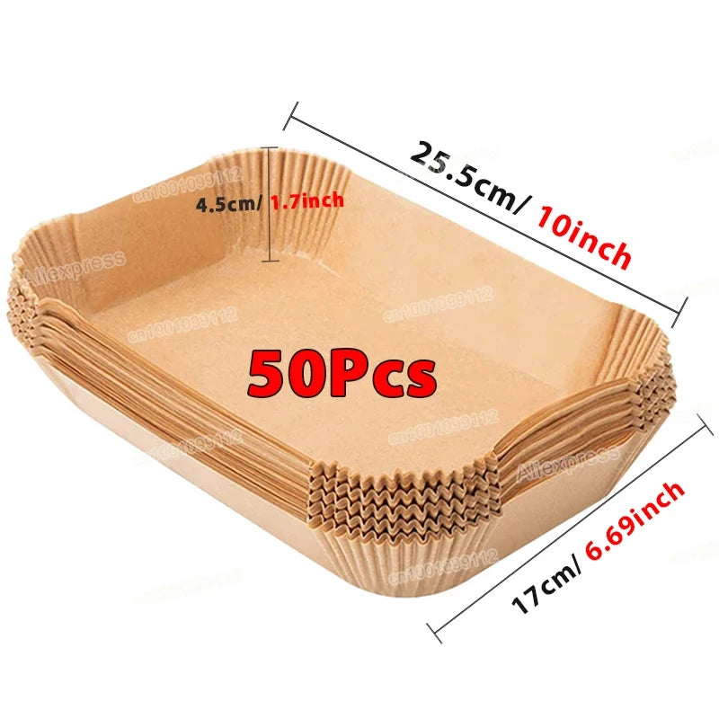 Papel antiadherente para freidora de aire y pollo, papeles redondos para hornear, revestimientos de papel, accesorios de cocina, 50 piezas, 100 piezas