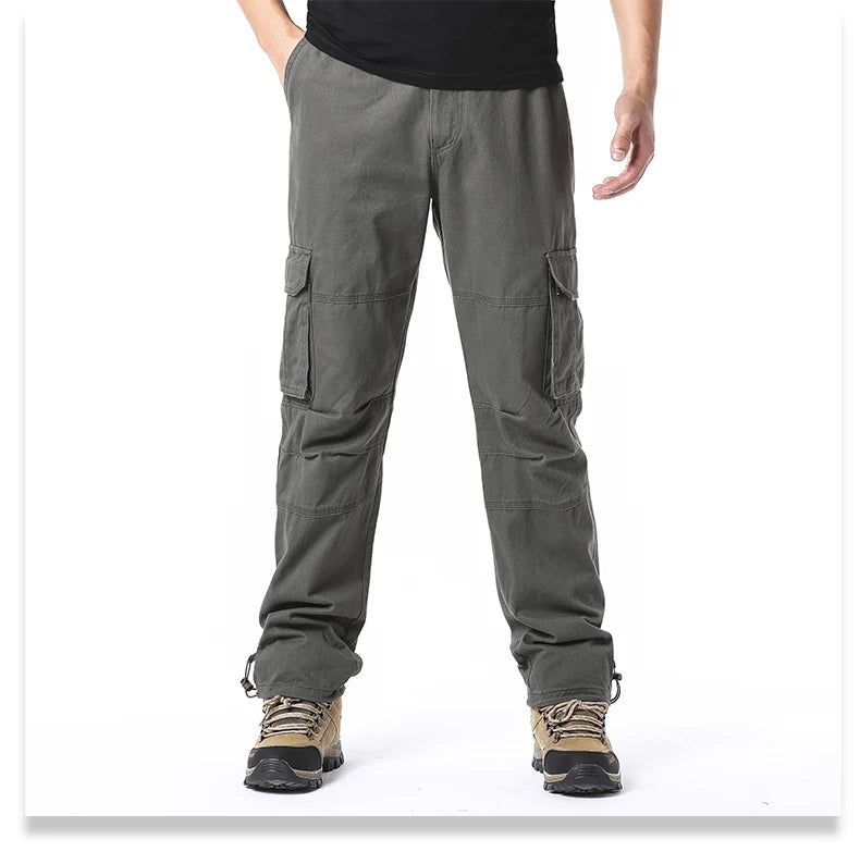 Salopette ample à grande poche pour hommes, pantalon tactique de Jogging pour Sports de plein air, taille élastique, pantalon de travail décontracté en pur coton