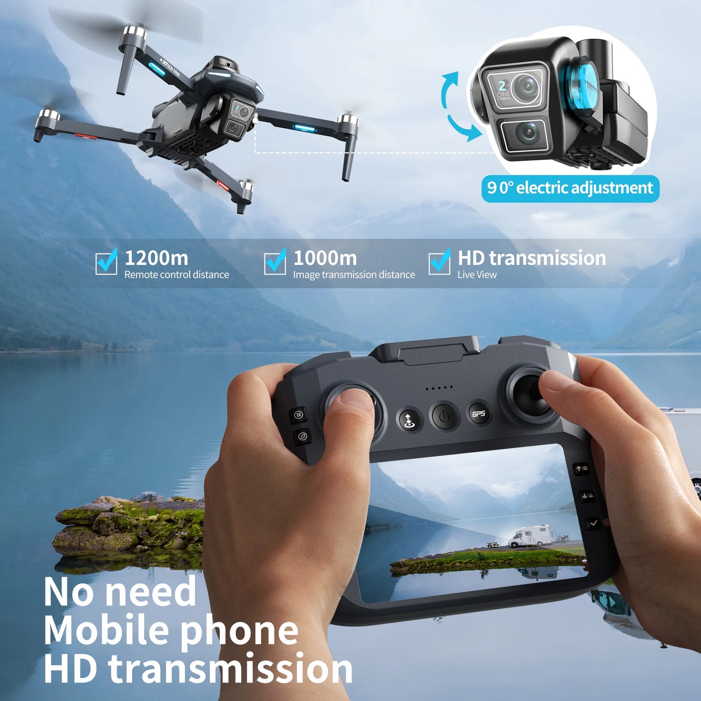 Drone GPS 8K sans fil — double caméra HD, WiFi 5G FPV, évitement d'obstacles, quadricoptère brushless RC