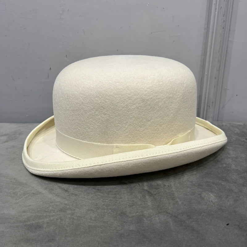 Chapeau melon en laine billycock feutre pour hommes — ceinture, bord roulé (v2)