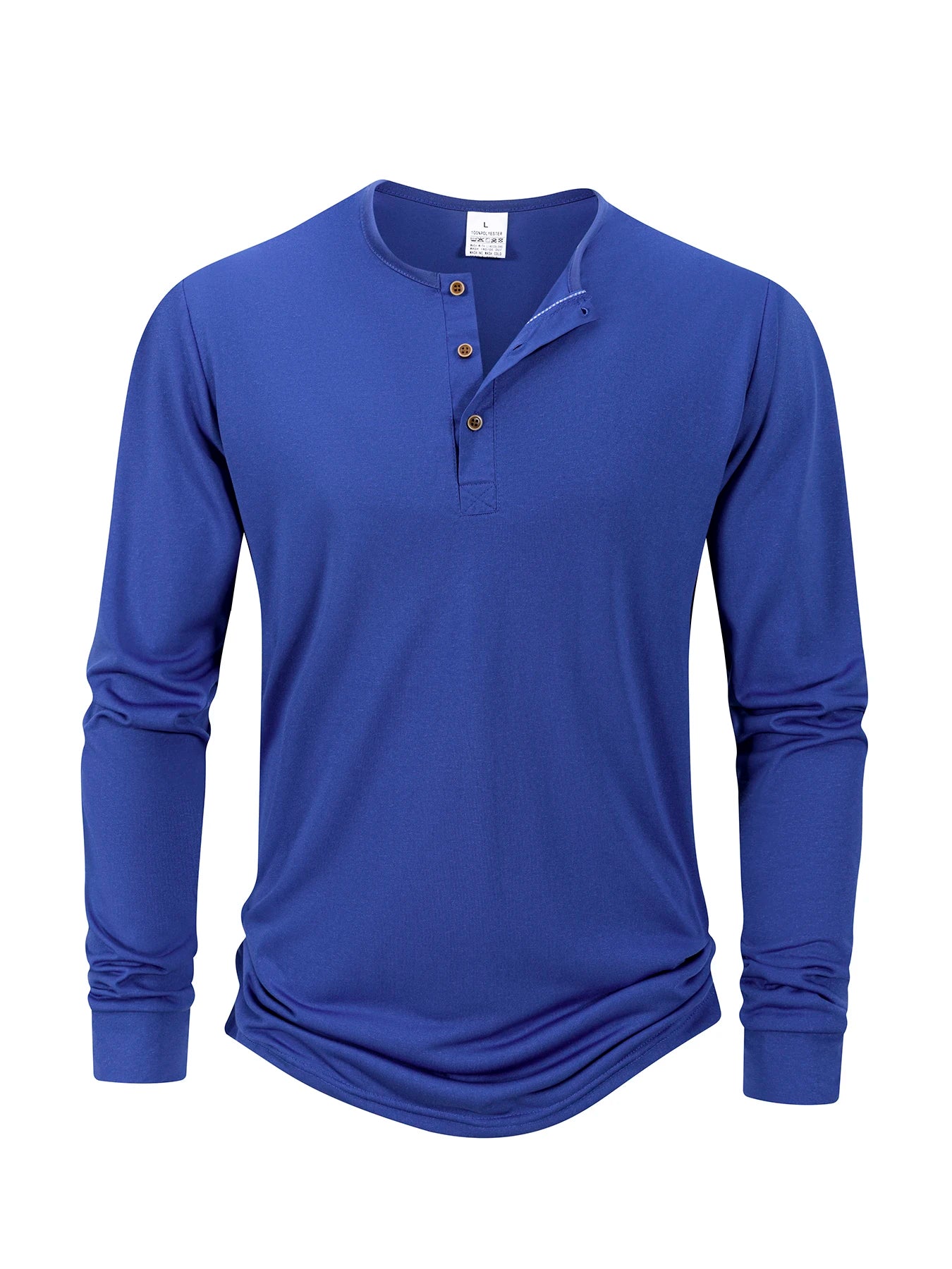 Camiseta Henley de manga larga para hombre, color liso, informal, transpirable, versátil, a la moda, ajustada, otoño