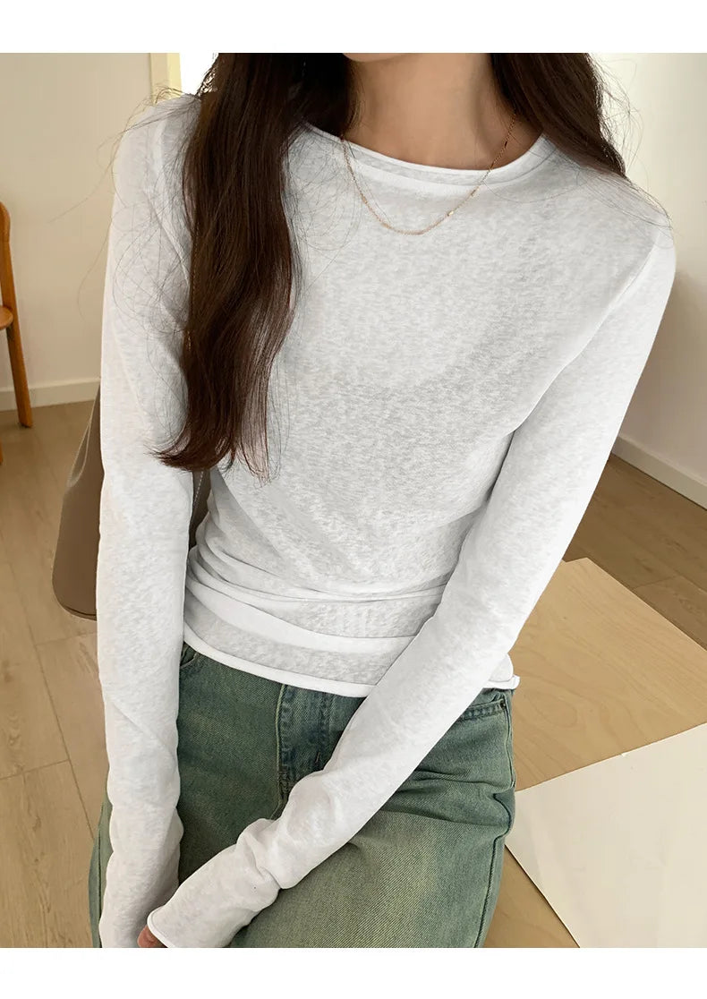 Women's Short-Sleeve Round-Neck T-shirt, Casual Streetwear, High Quality, Spring-Autumn Collection