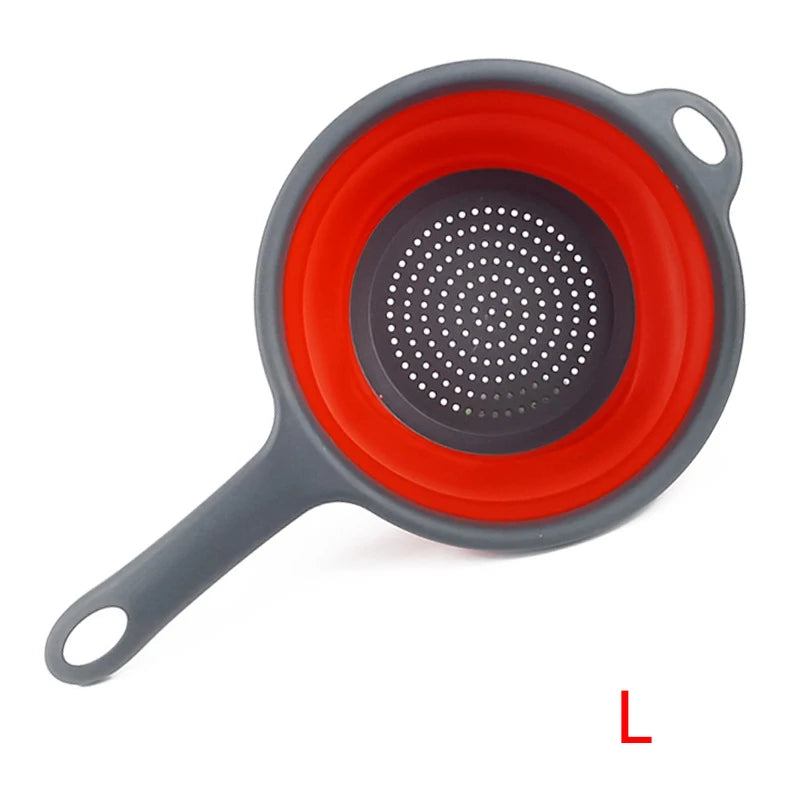 LMETJMA Colador plegable de silicona con mango, escurridor de cocina plegable para pasta, verduras, frutas JT111