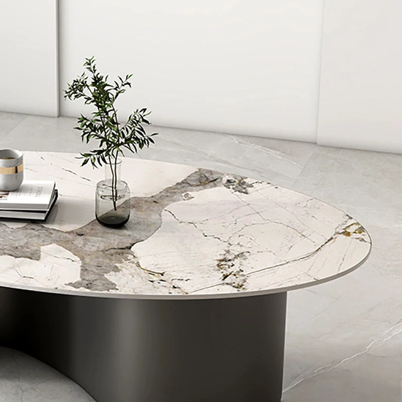 Table basse ovale rectangulaire — esthétique incurvée, glamour, rustique, meubles de salon