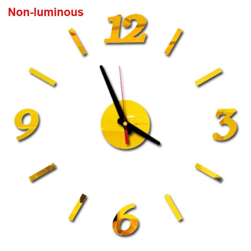 Wall clock DIY Luminous Wall Clock Quartz Watch Acrylic Mirror Stickers Wall Clock Wall Decoration Hot Home Decoration