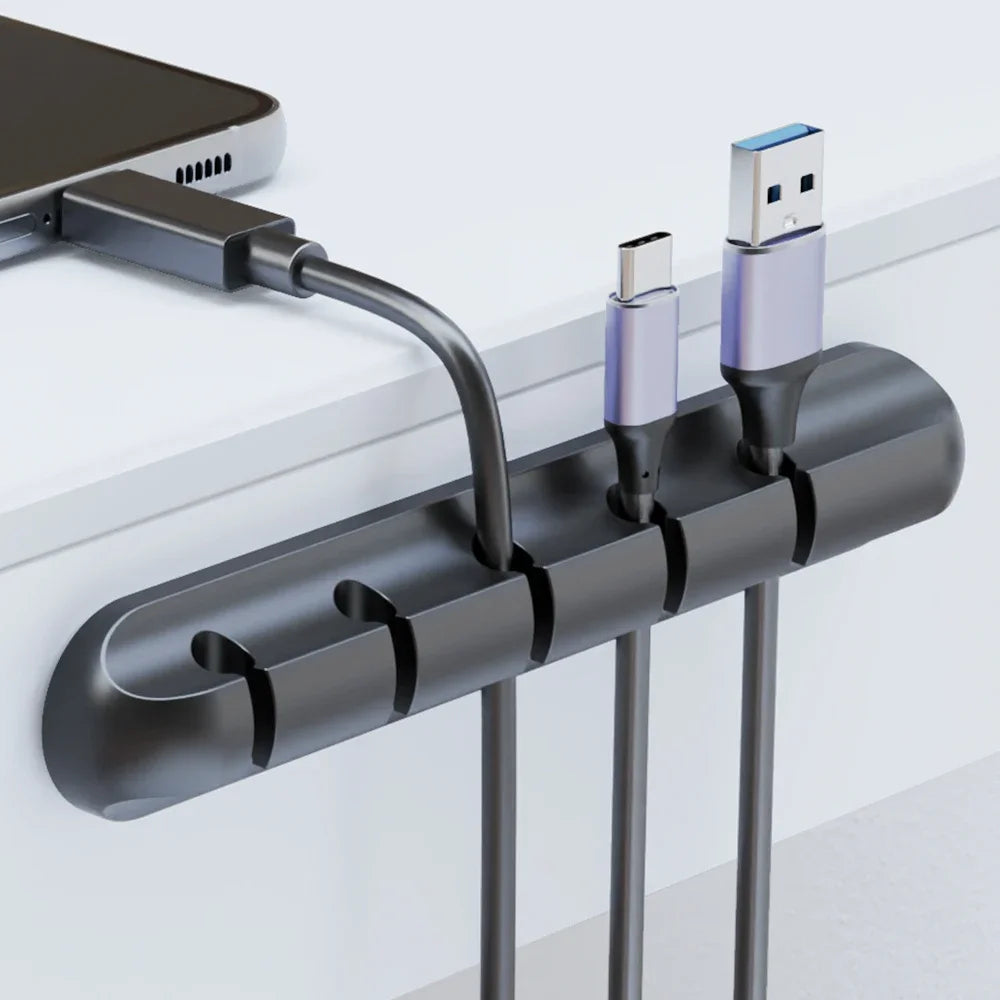 Clips al por mayor, soporte de cable para ratón, organizador de cables de auriculares, organizador de cables, enrollador de cable USB de silicona, gestión de escritorio ordenada