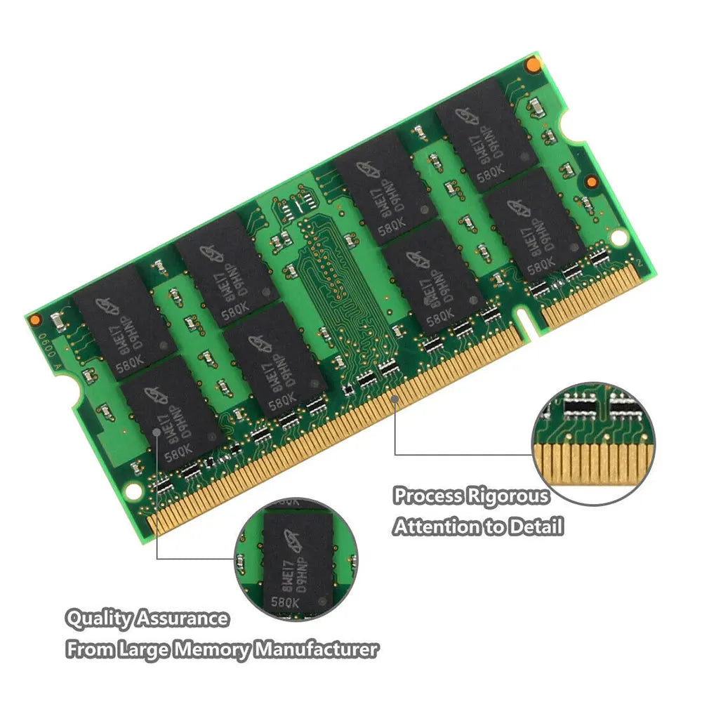 Mémoire Crucial pour ordinateur portable RAM DDR2 2GB 4GB (2x2GB) 667MHz 800MHz mémoire SODIMM PC2-5300 PC2-6400 Non ECC sans tampon pour ordinateur portable
