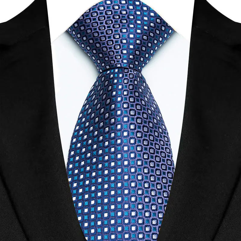 Cravate classique à rayures Paisley pour hommes — 8cm, Jacquard, bleu royal, accessoires, mariage