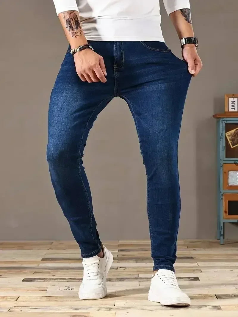 Jean Skinny Décontracté Homme — Polyvalent Coupe Ajustée Poche