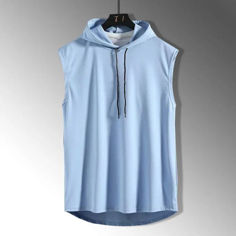 Brand New 2023 Solid Color Men's Tank Tops Sleeveless Vest T-Shirts for Men Hooded Men's Vests Tops Hip Hop Men's Tank Top T-Shirt