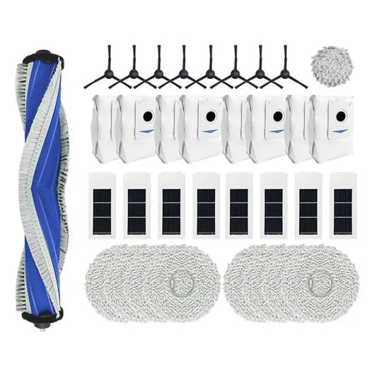 Accessoires pour aspirateur robot — brosse principale, brosse latérale, filtre HEPA, chiffon, sac