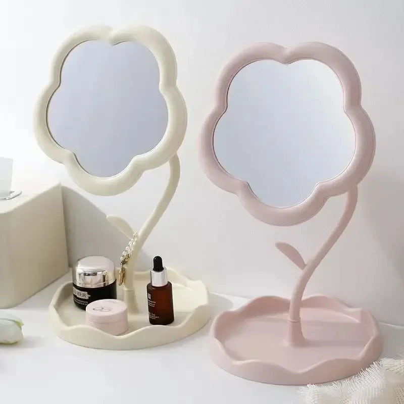 Miroir de bureau Design floral mignon, décoration créative pour chambre à coucher, cadeau de haute valeur esthétique, miroir décoratif de vanité de Style Gao Yan