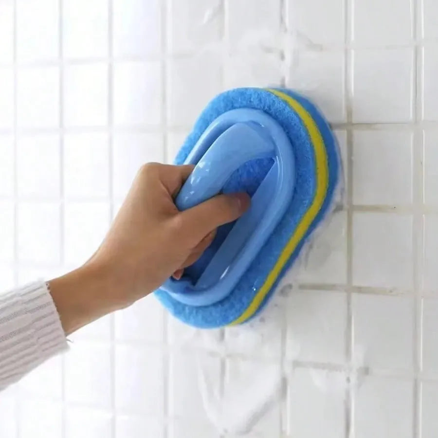 Brosse de nettoyage avec manche, éponge de cuisine épaisse, lingette pour carrelage de salle de bain, outils de nettoyage domestique pour l'élimination des taches
