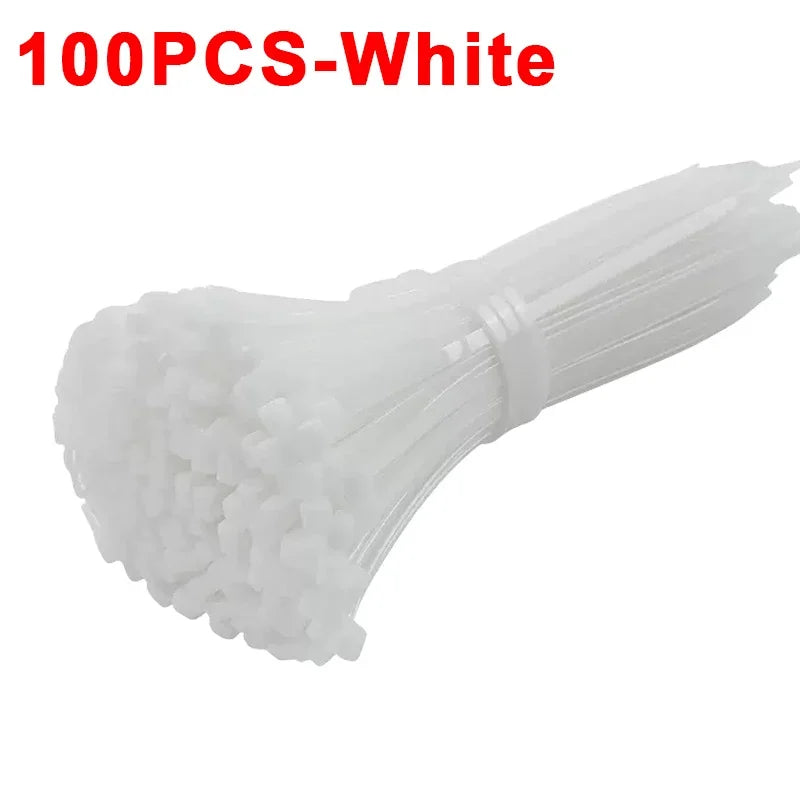 Self-locking Adjustable Nylon Cable Ties, Fastening Buckle, Reusable Plastic Metal Ties for Office and Home