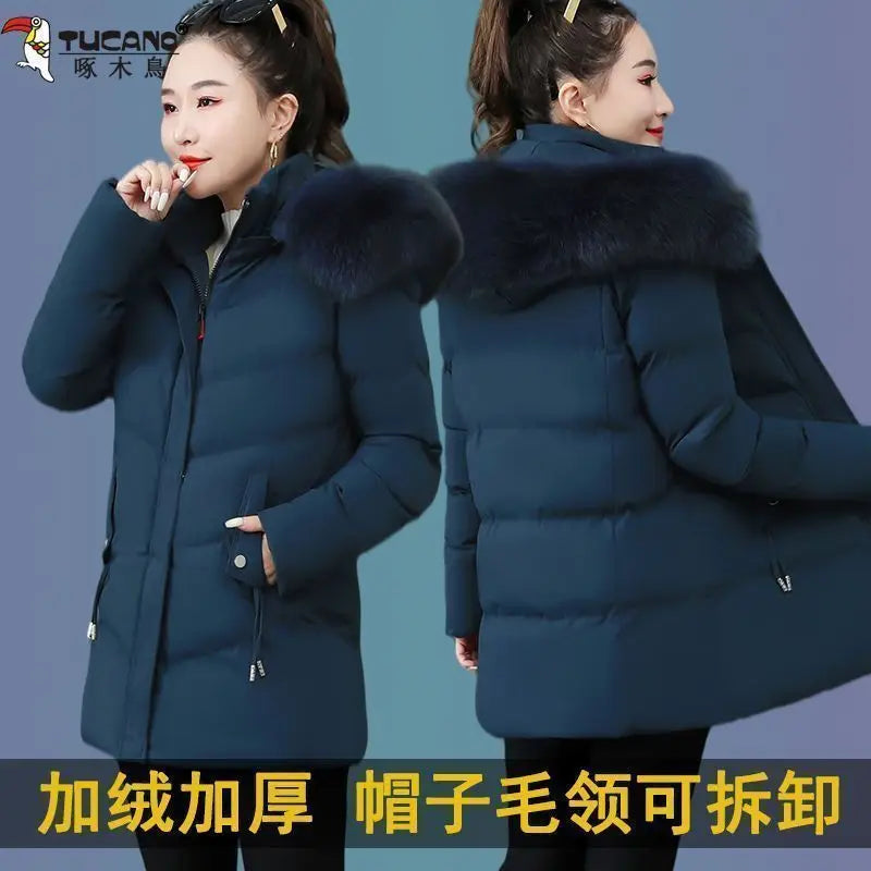 Veste à capuche en coton Smile pour femme, manteau d'optique, parkas chaudes en fourrure, coupe-vent, super chaud, vêtements pour femmes, hiver
