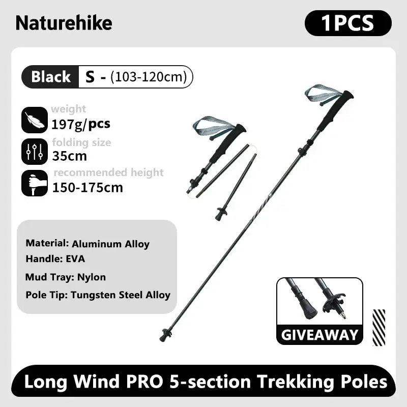 Naturehike – bâtons d'escalade ultralégers, pliables, pour l'extérieur, en Fiber de carbone, à verrouillage rapide