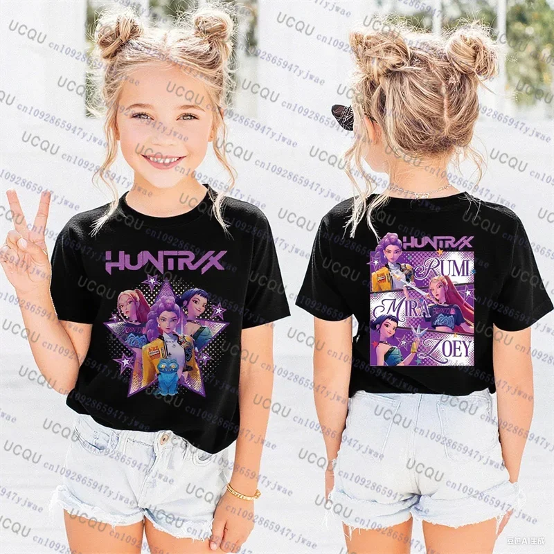 Camiseta Kpop Demon Hunters para padres e hijos, Halloween, Harajuku, moda casual, de algodón, ropa de Cosplay
