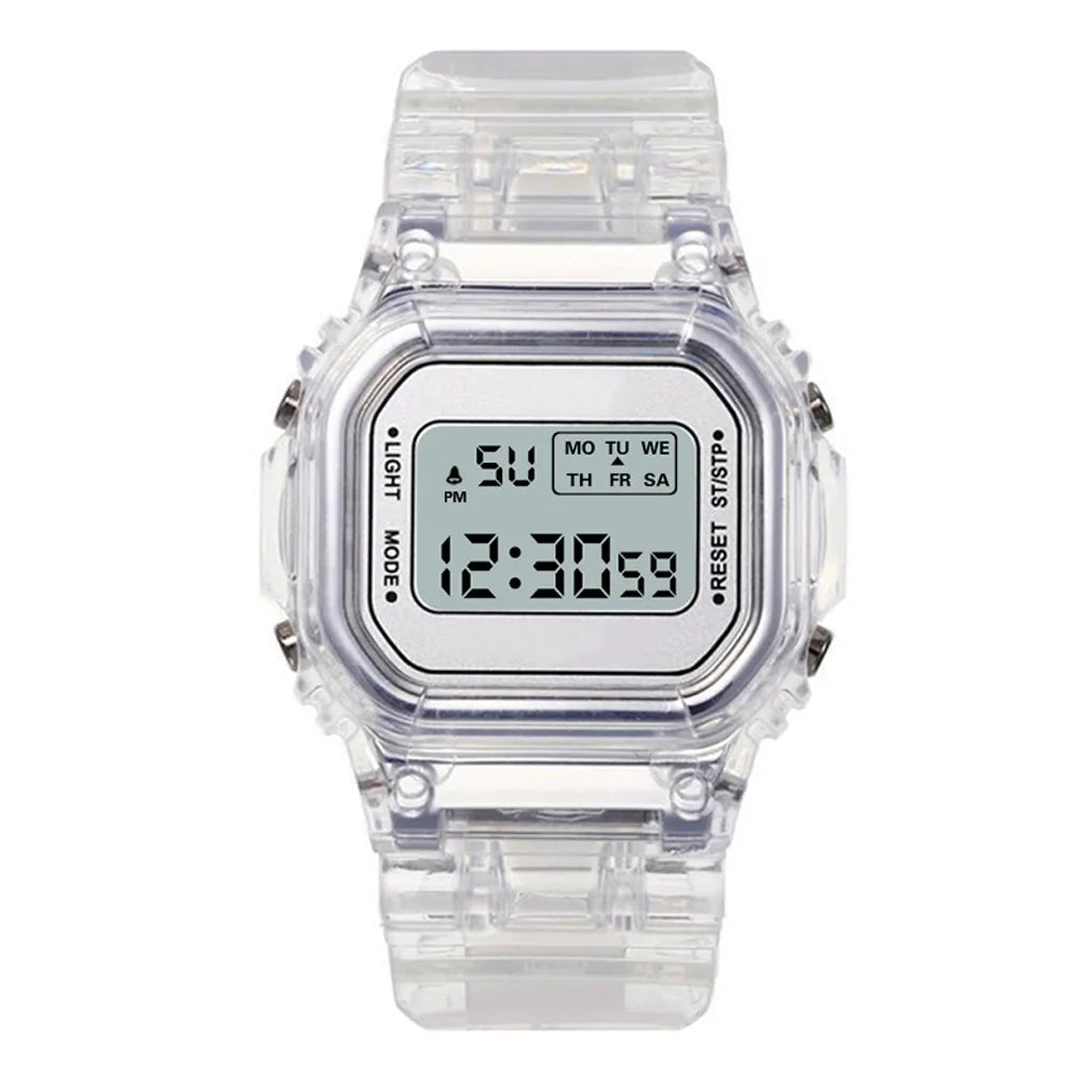 Mode enfants montre Simple LED montre numérique décontracté Transparent Sport montre électronique garçons filles horloge lumineuse montre enfant