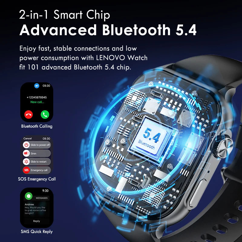 Reloj inteligente Lenovo, reloj deportivo con pulsómetro, pantalla táctil completa, llamadas BT