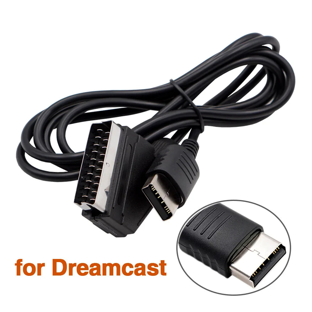 Câble péritel RGB de 1.8m pour PS2/PS1/PS3/SEGA Mega Drive1/MD2/DC Dreamcast/Saturn/XBOX/XBOX 360, Consoels de jeux vidéo rétro