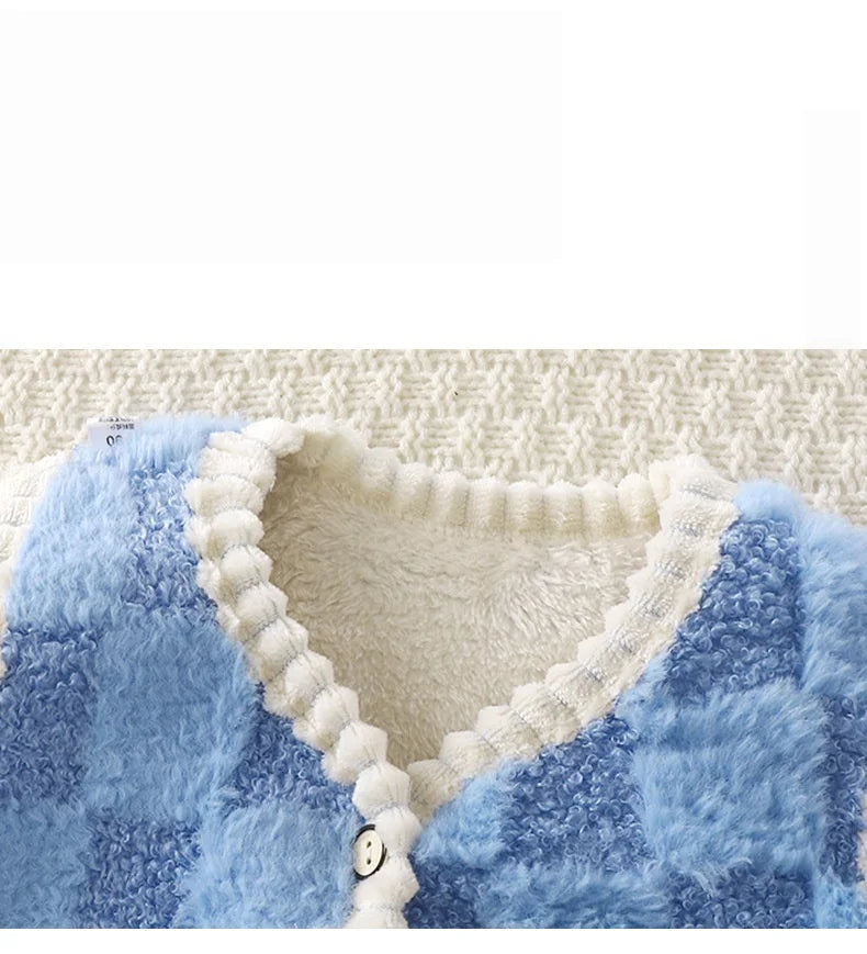 Manteau polaire pour enfants, Gilet chaud Double épaisseur, motif à carreaux, pour garçons et filles, vêtements d'extérieur sans manches, automne et hiver