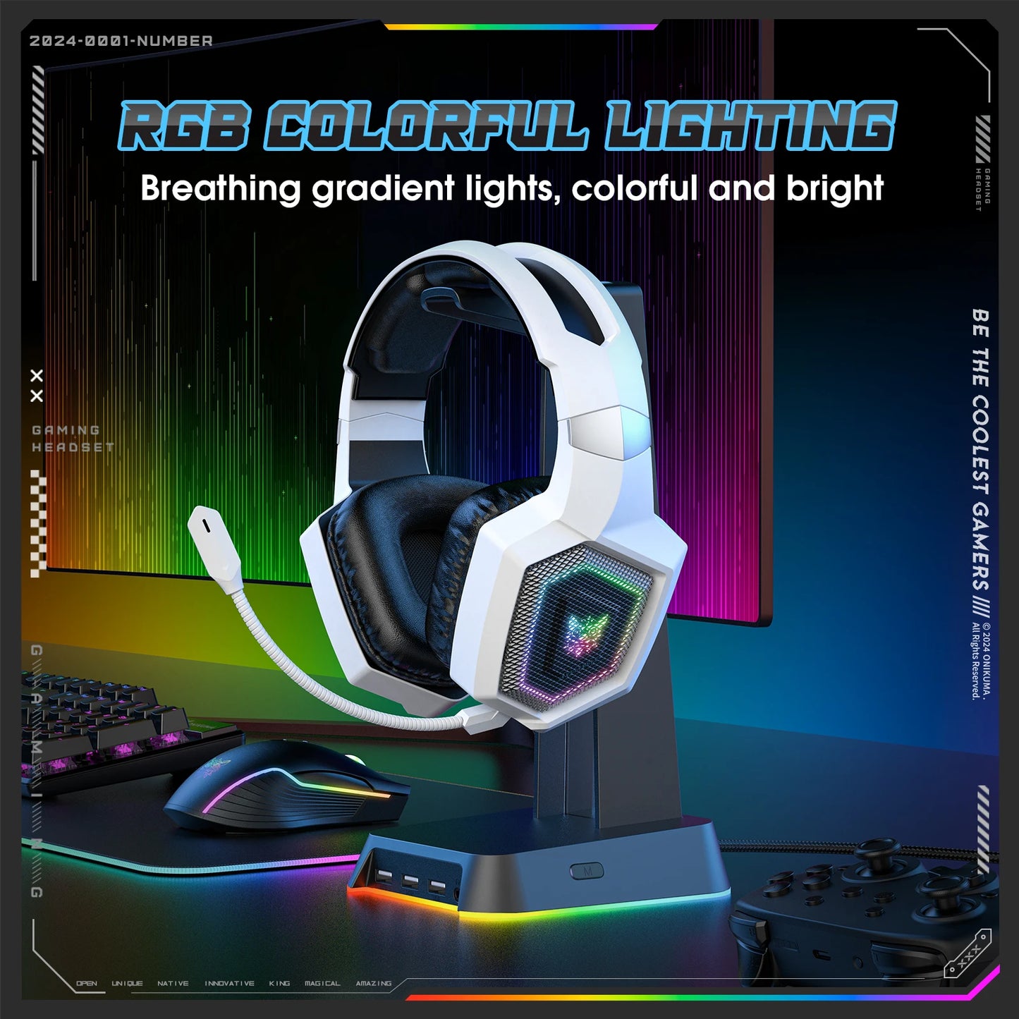 Auriculares inalámbricos para juegos ONIKUMA GT806 de 2,4 GHz, calidad de sonido HiFi para ordenador portátil con micrófono con cancelación de ruido, auriculares para juegos para PC