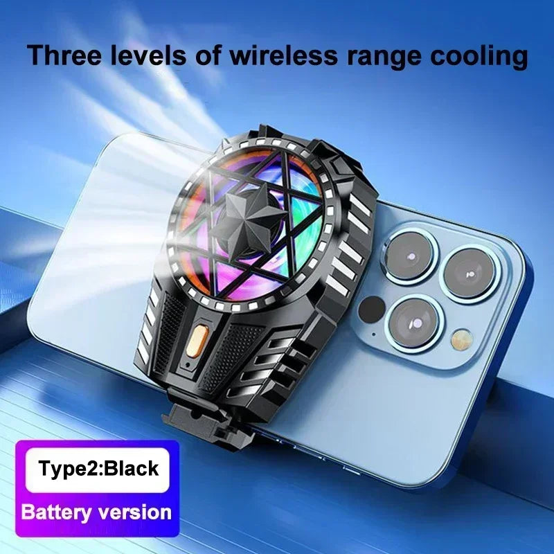 Refroidisseur Téléphone Clip Arrière — 3 Vitesses LED RGB iOS & Android